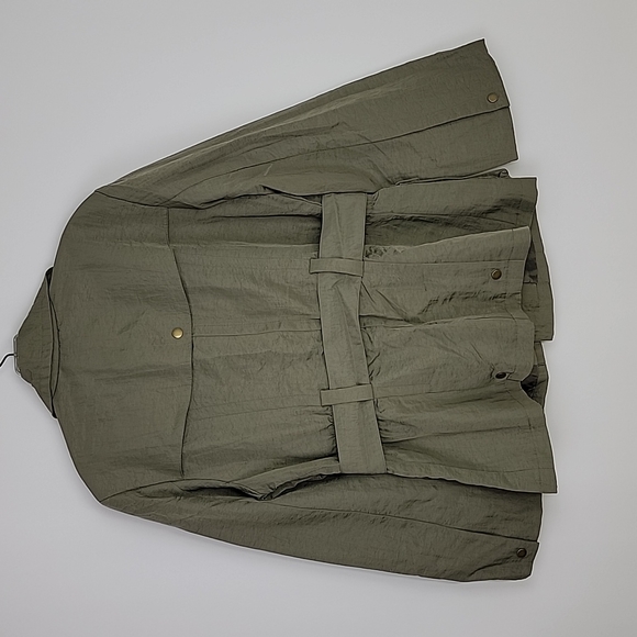 J.JILL snap front lined safari trench belted jacket in green size medium - Picture 3 of 10